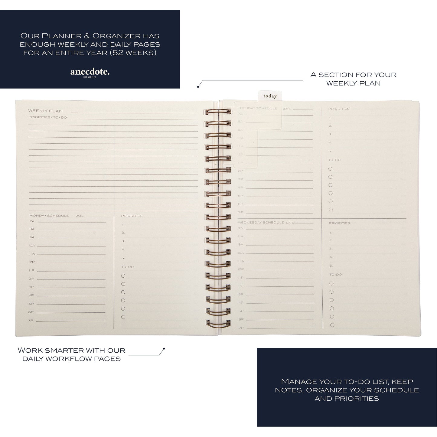 The Yearly Planner -Undated 52 week planner - Spiral Bound
