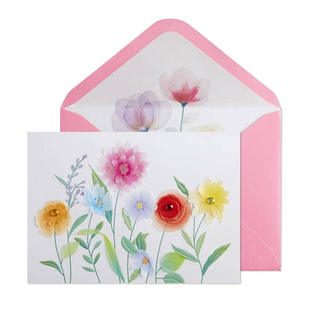 Vellum Growing Flowers Blank Card