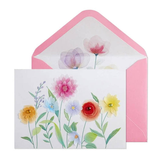 Vellum Growing Flowers Blank Card