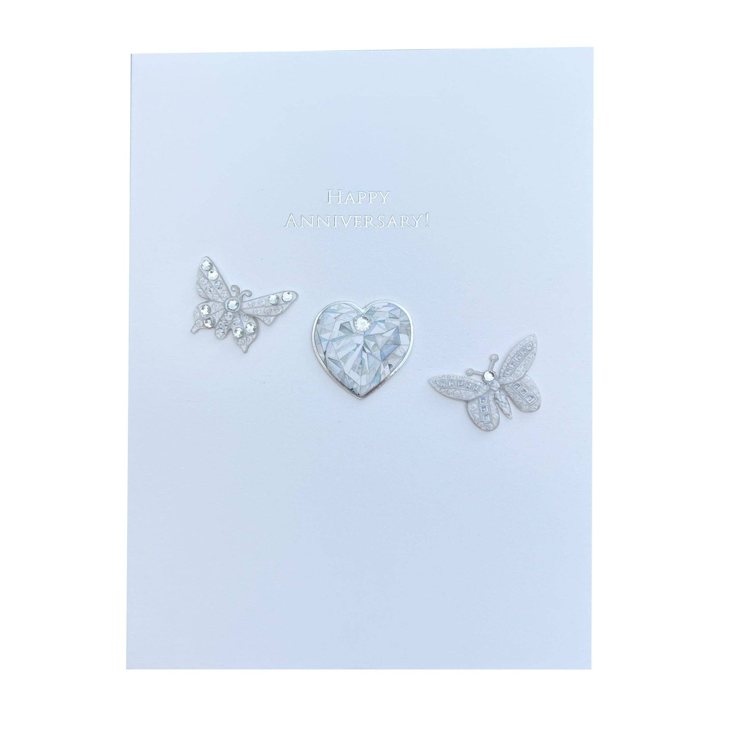 Crystal Heart & Butterflies Anniversary Card
