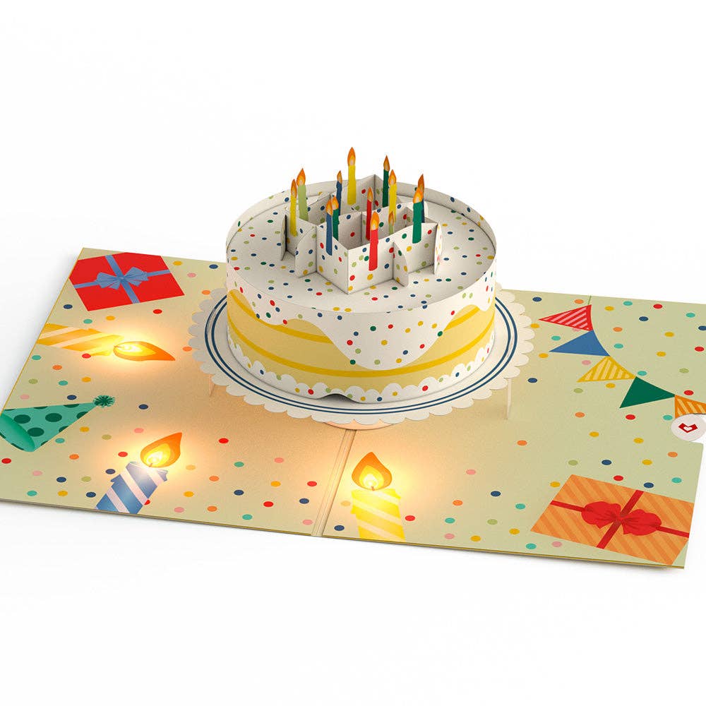Happy Birthday Confetti Cake Music and Lights Card 5x7"