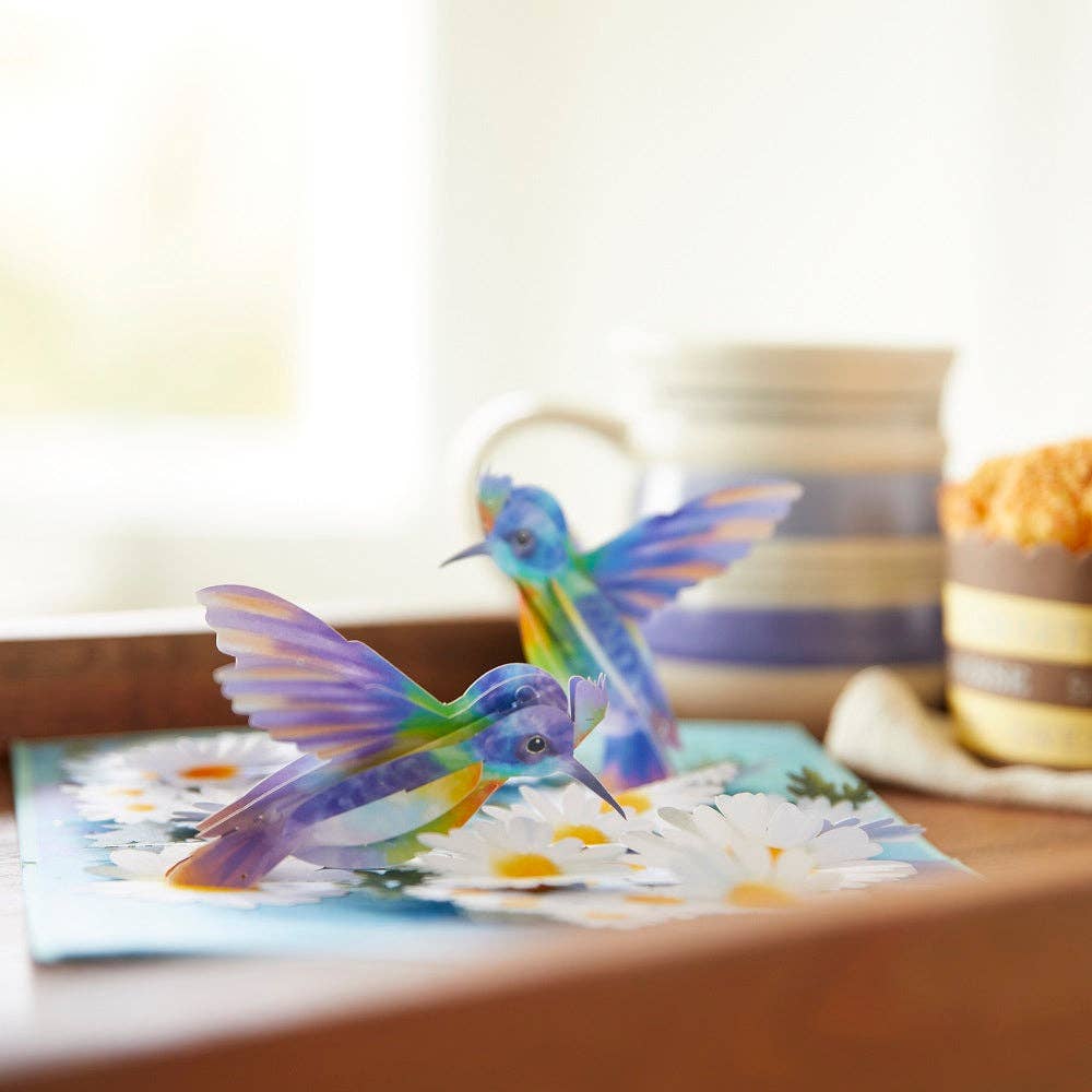 Daisy Patch Hummingbirds 5''x7'' Card, Flower, Pop-up card