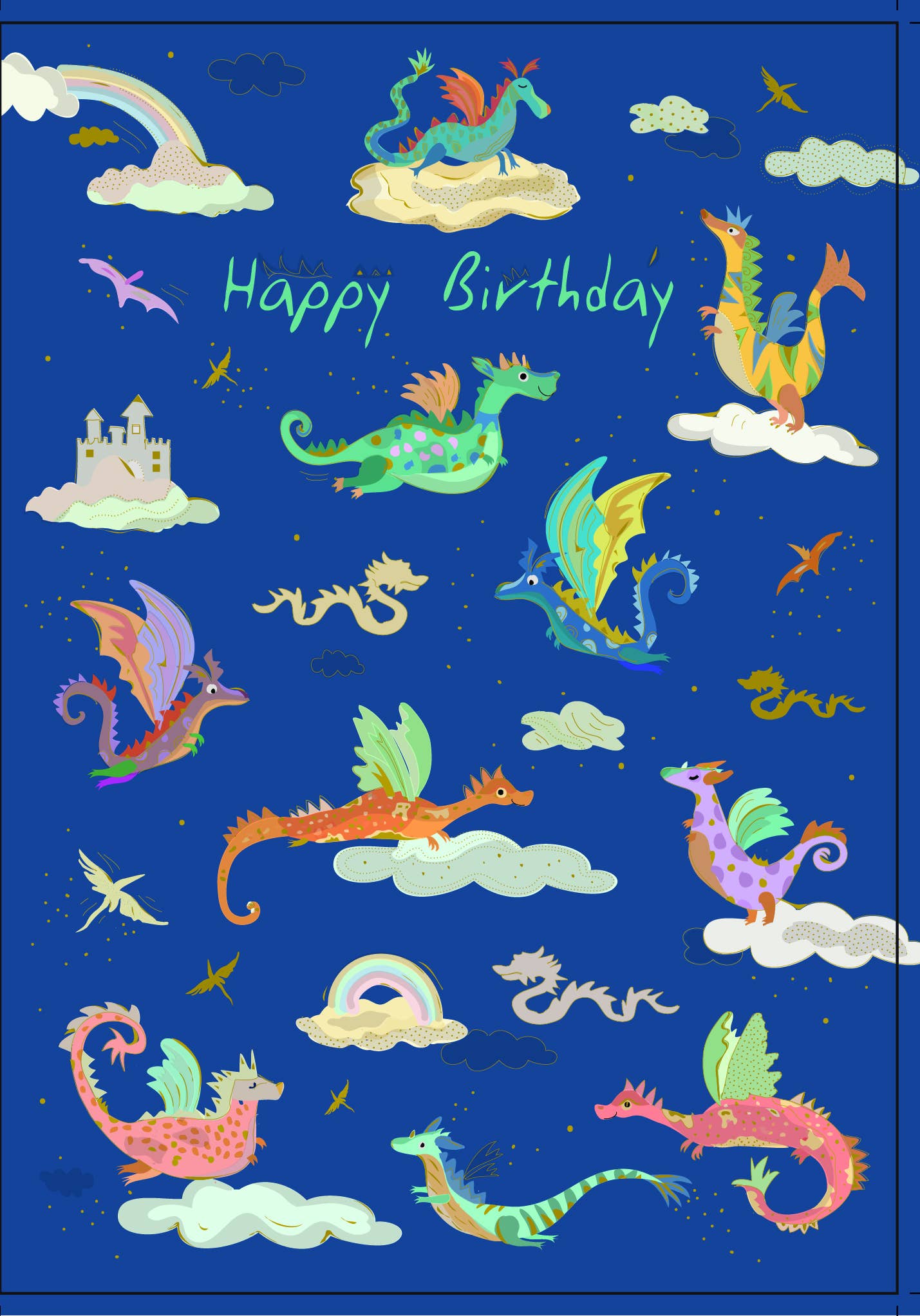 BIRTHDAY GREETING CARD DRAGONS TURNOWSKY