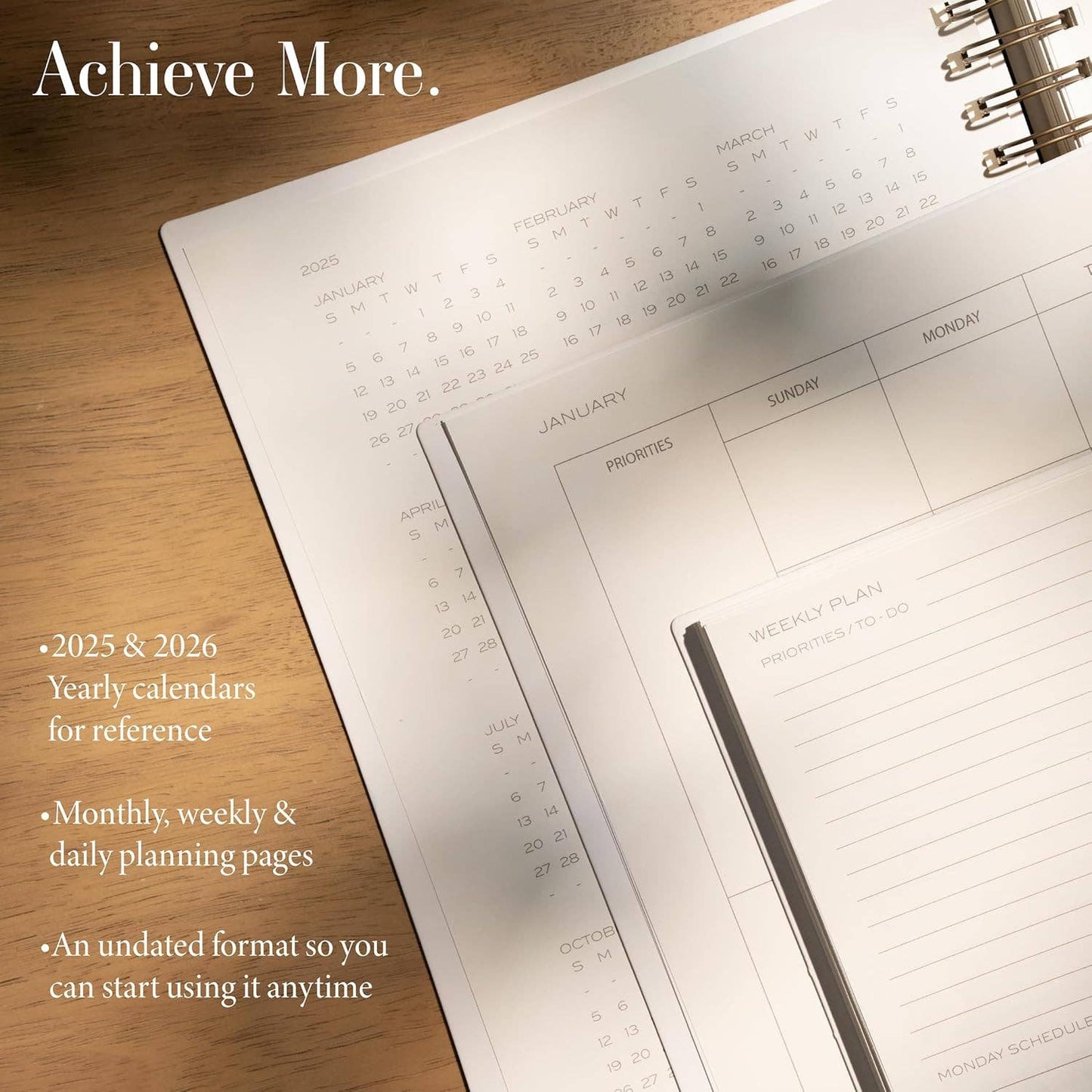 The Yearly Planner -Undated 52 week planner - Spiral Bound
