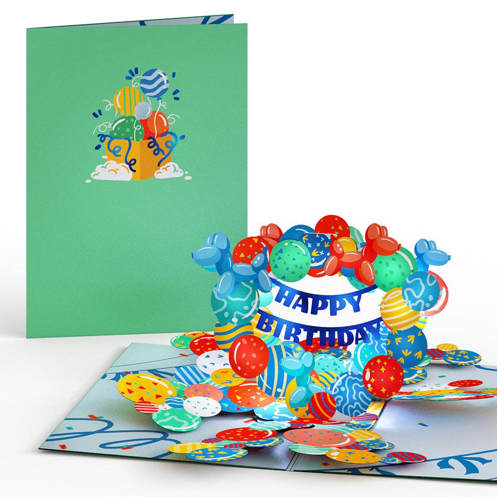 Happy Birthday Balloons Music and Lights Pop-Up Card 5x7"