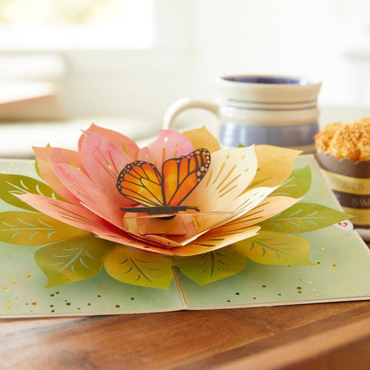 Monarch Butterfly Bloom Card, 5x7" Pop-Up Cards