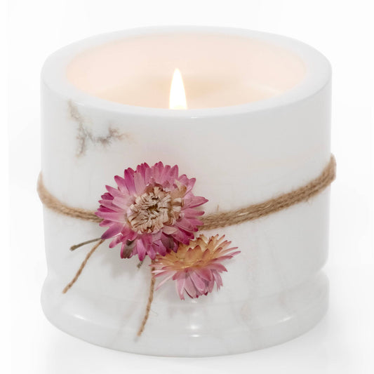 Palo Santo Scented White Marble Candle