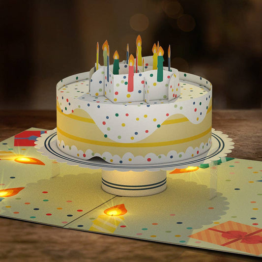 Happy Birthday Confetti Cake Music and Lights Card 5x7"