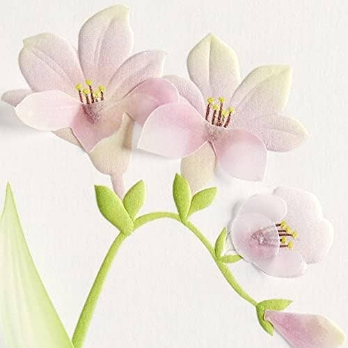 Pink Flowers with Leaves Birthday Card