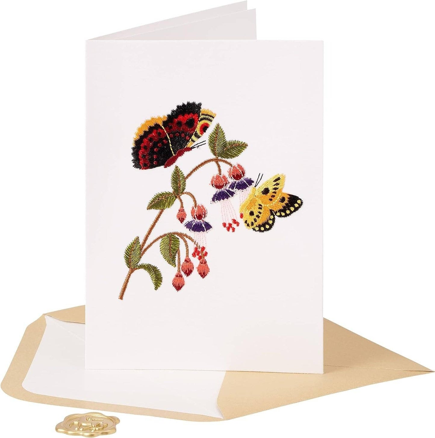 Embroidered Butterflies Blank Card