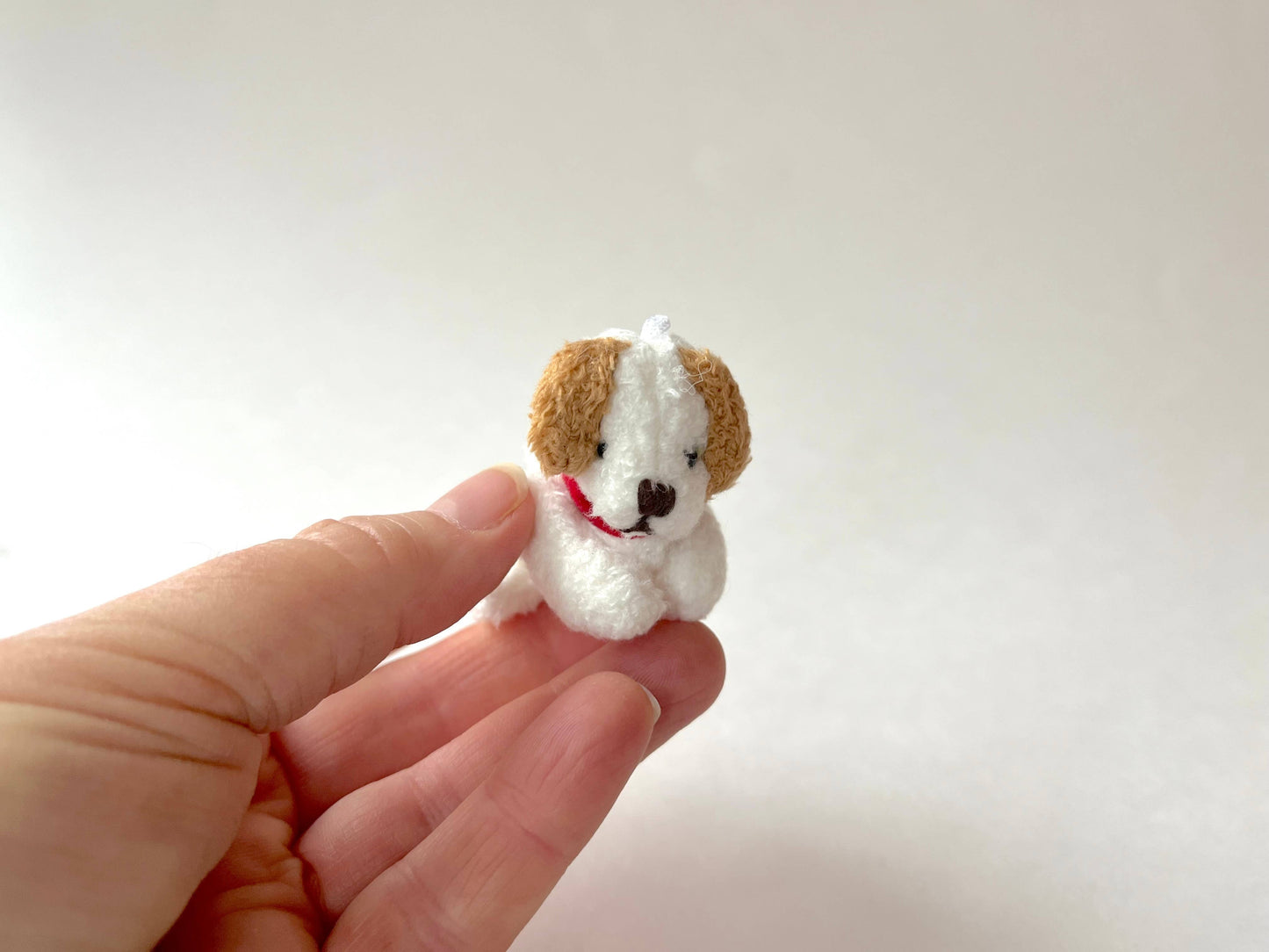 Miniature Plush PuppyDog for Dollhouse or Bag Keychain Charm
