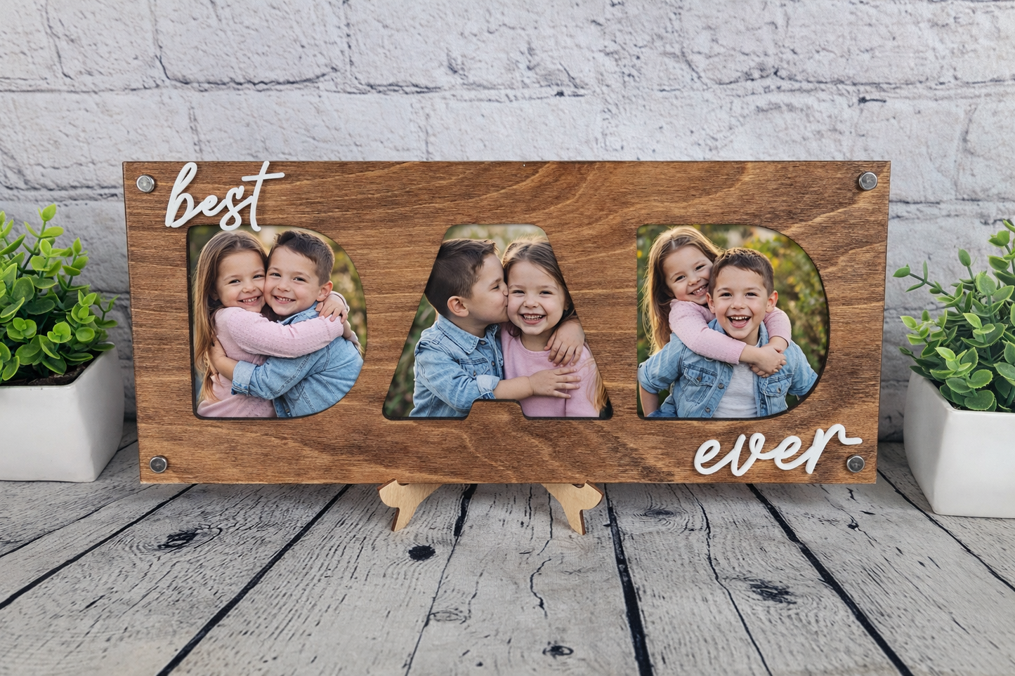 Best Dad Ever 3-Photo Picture Frame
