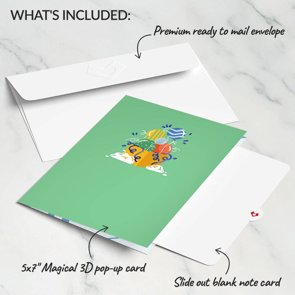 Happy Birthday Balloons Music and Lights Pop-Up Card 5x7"