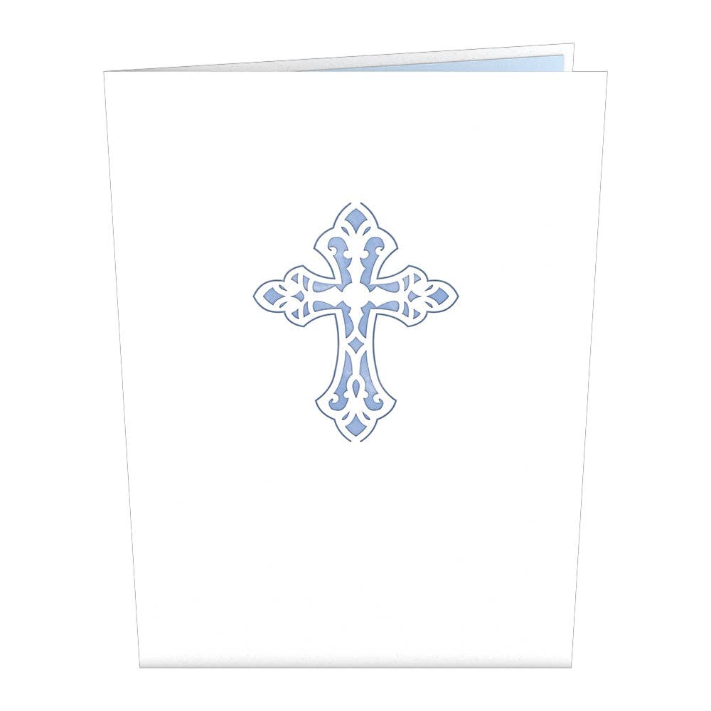 Blue Floral Cross 5''x7'' Pop-Up Card (-62%)