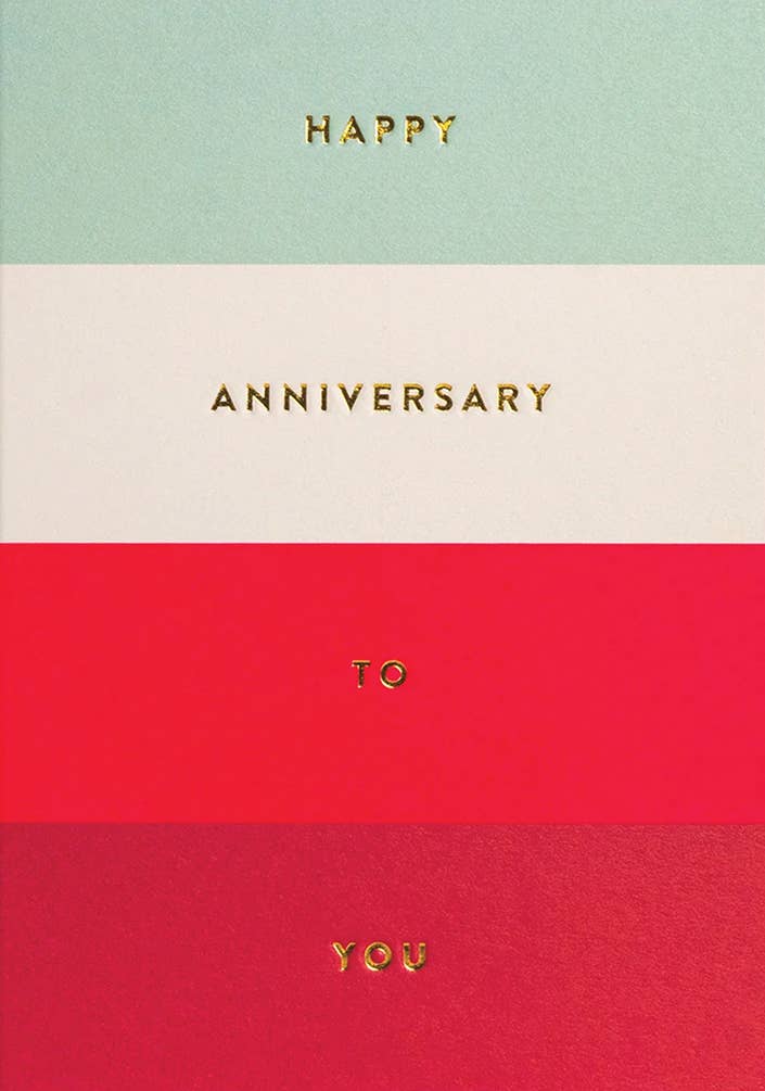 STRIPES HAPPY ANNIVERSARY ANNIVERSARY GREETING CARD 4.25 X 5.5