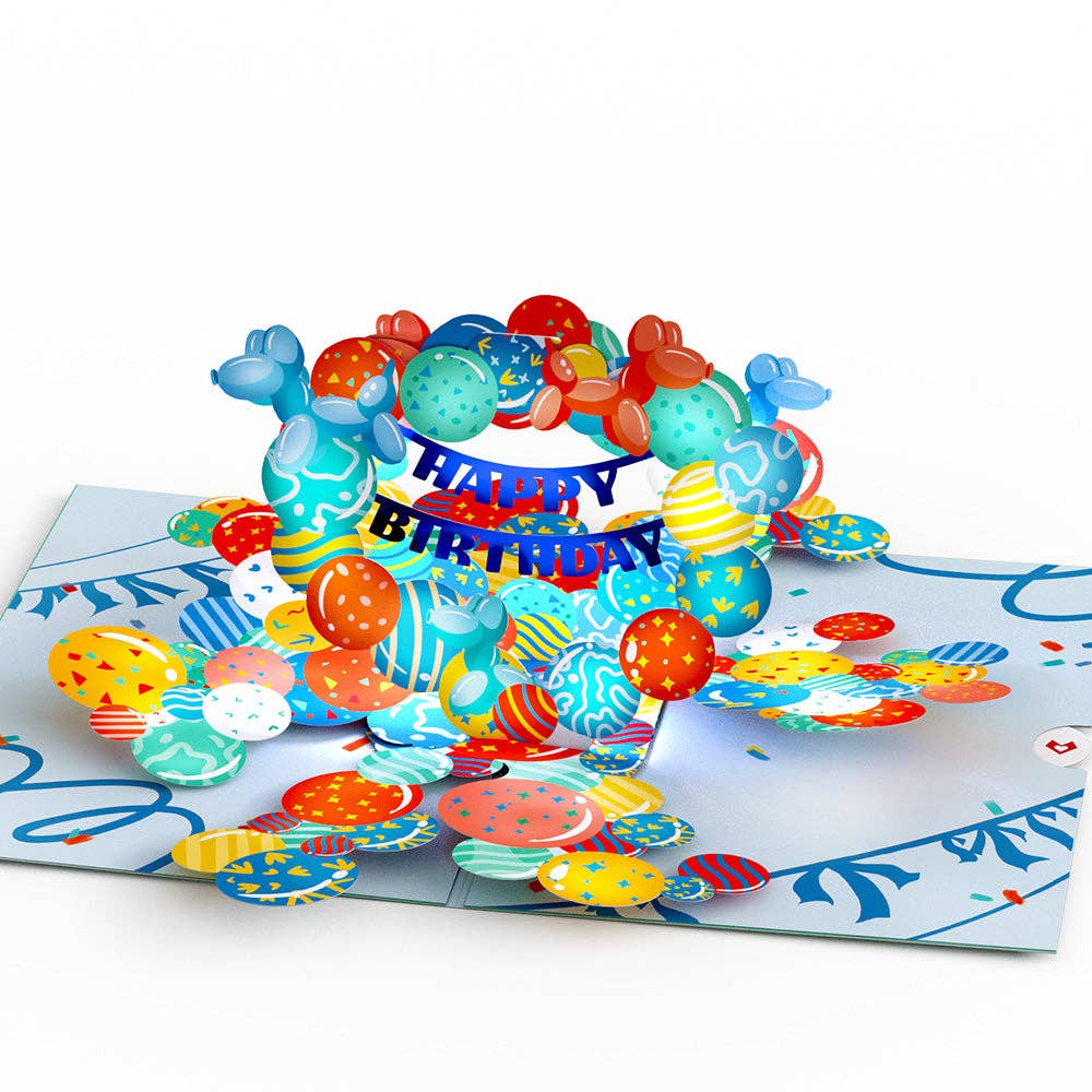 Happy Birthday Balloons Music and Lights Pop-Up Card 5x7"