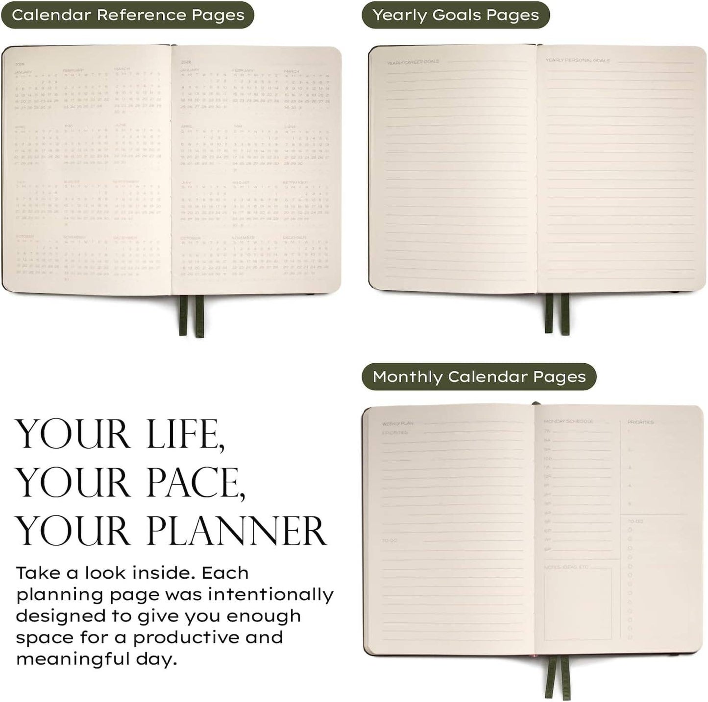 The Daily Planner - Hardcover with Library Buckram Cover