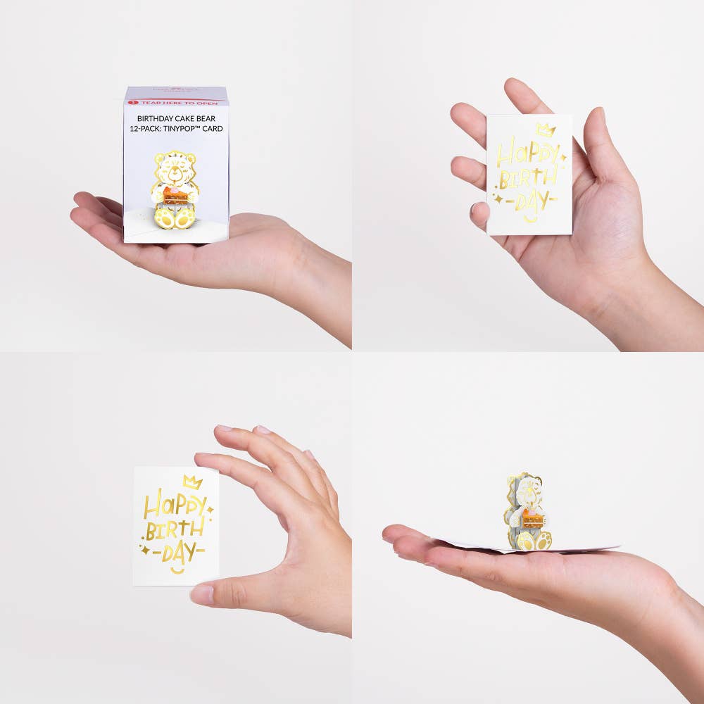 Birthday Cake Bear 12-Pack: Tinypop Card 2 x 2.8"