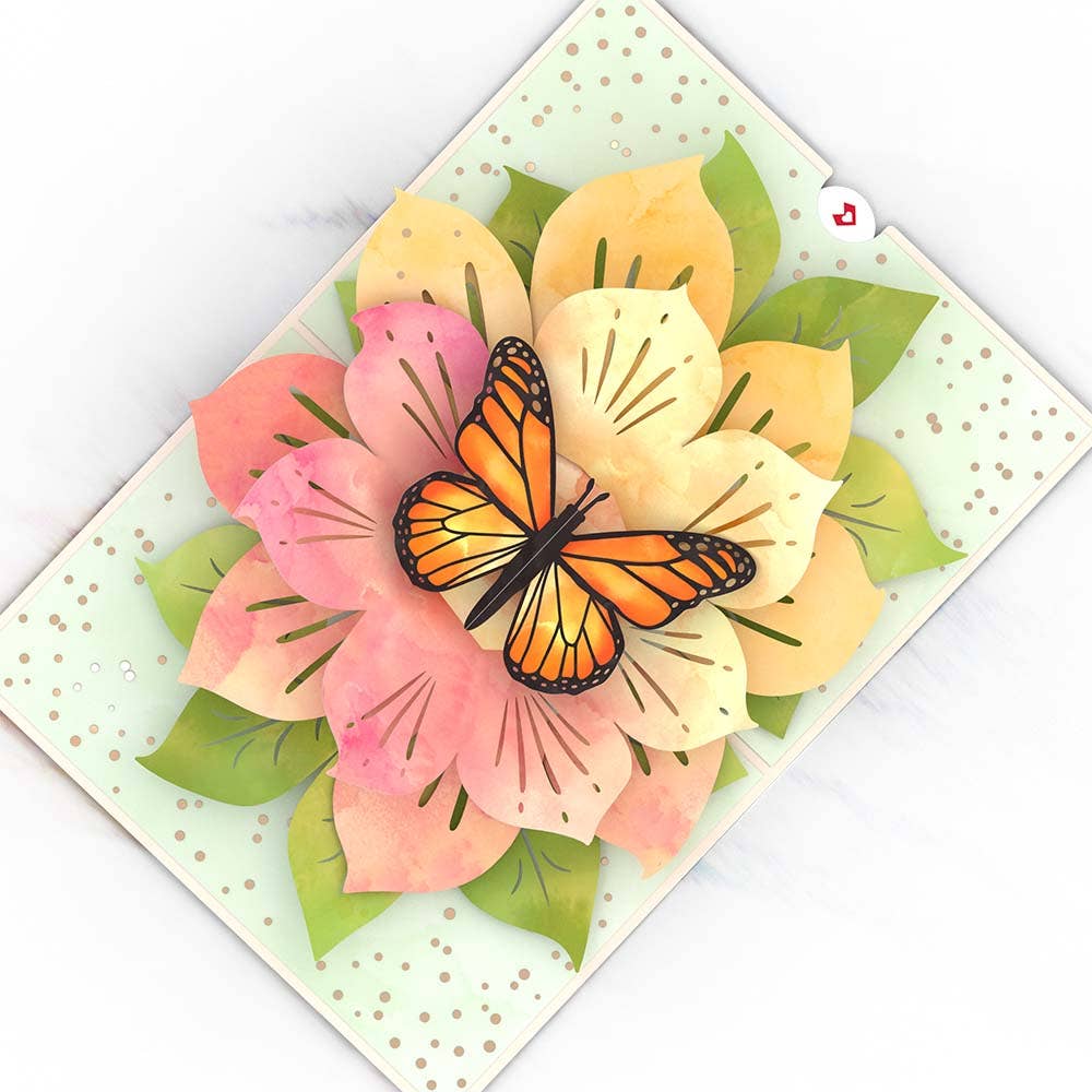 Monarch Butterfly Bloom Card, 5x7" Pop-Up Cards