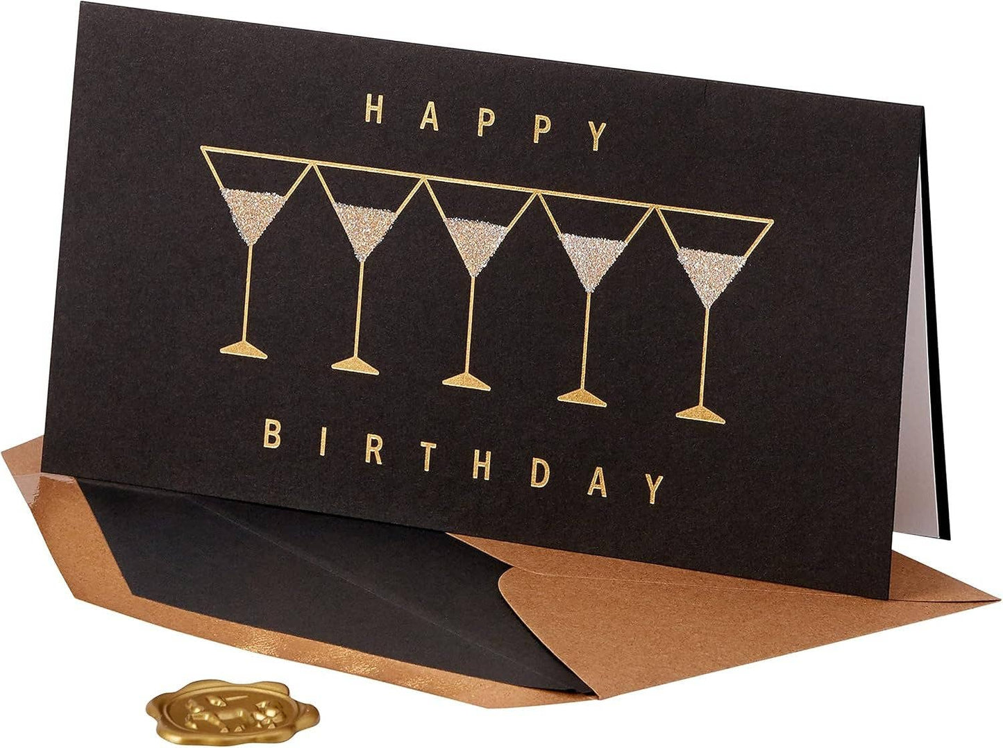 Row Of Martinis On Black Birthday Card